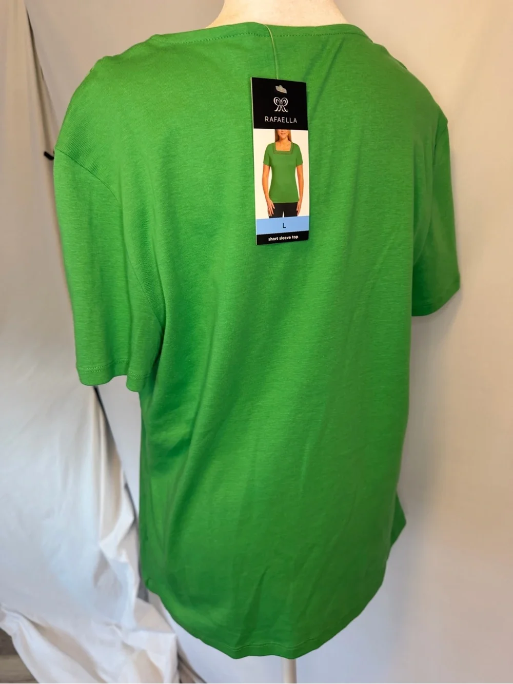 Kelly Green Square-Neck Open Pattern Crochet Look Trim Women's Top
